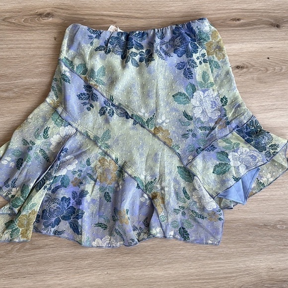 Free people Milly Asymmetrical Mini Skirt women’s sizes xs and large blue combo - Picture 6 of 7